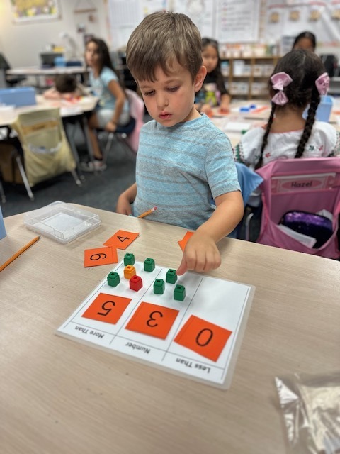 kids with numbers on mat