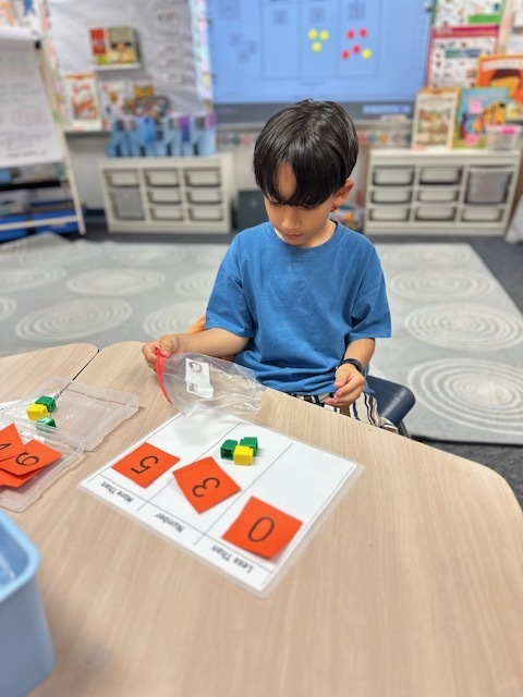 kids with numbers on mat