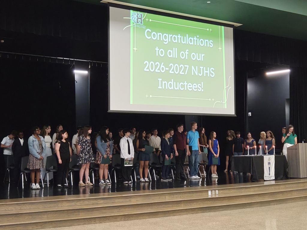Picture of new NJHS inductees on stage