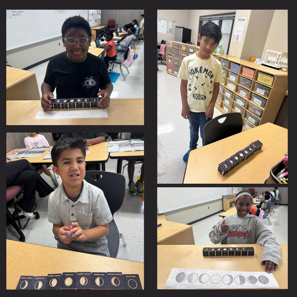 Fourth grade students with lunar cubes practicing the phases of the moon.