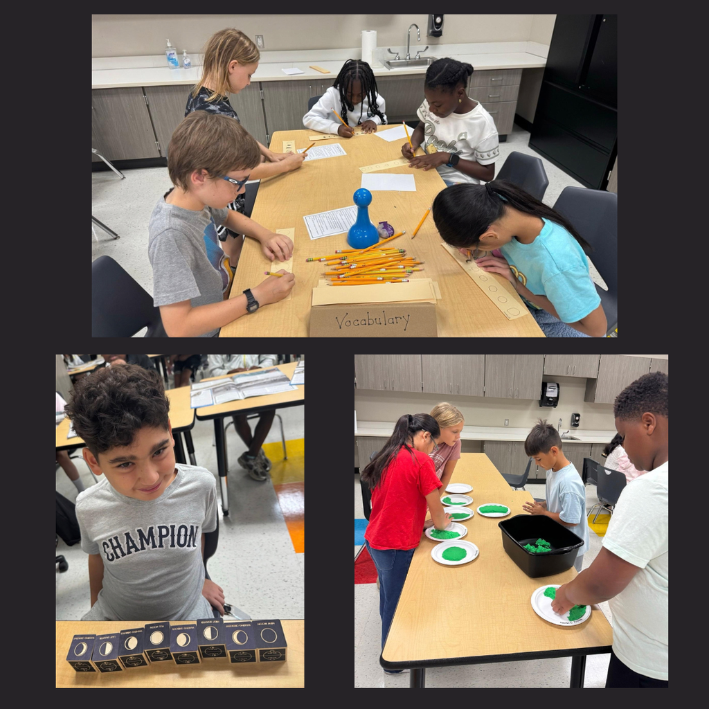 Fourth grade students with lunar cubes practicing the phases of the moon.