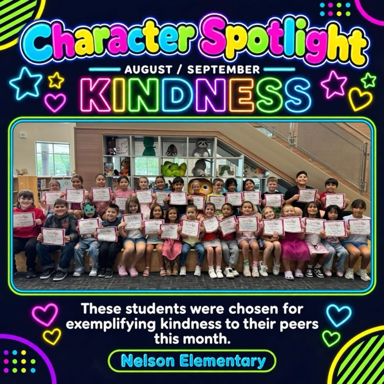 Students with kindness certificates.