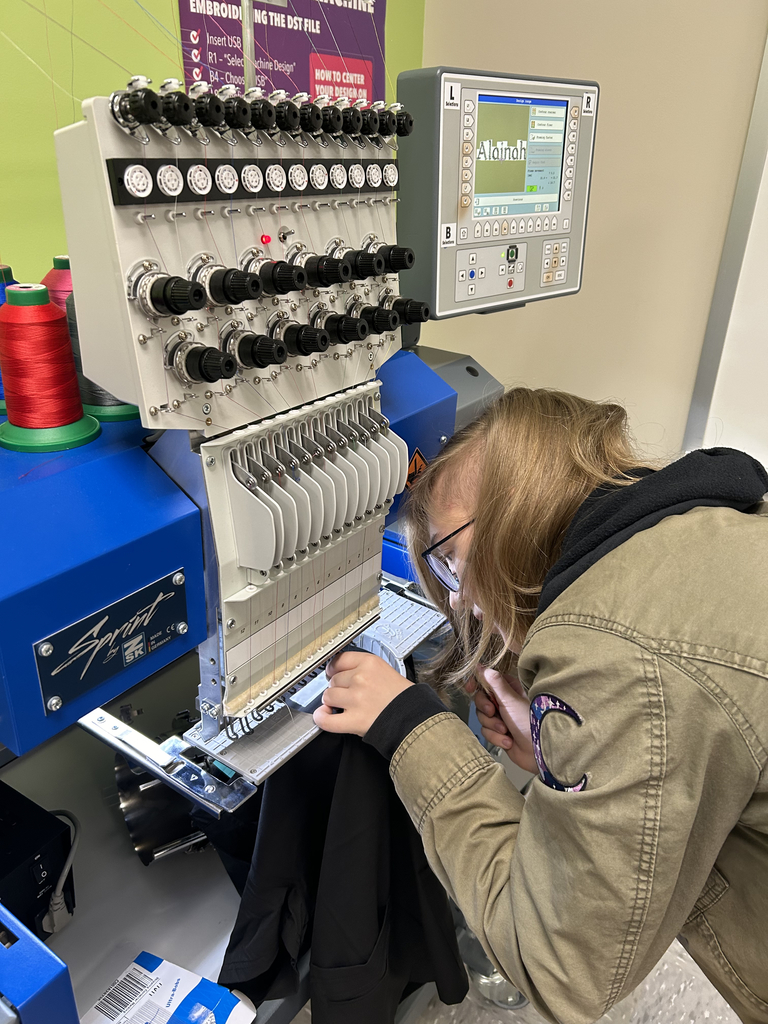 Student working embroidery