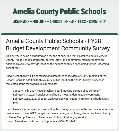opening message of FY28 budget survey for ACPS