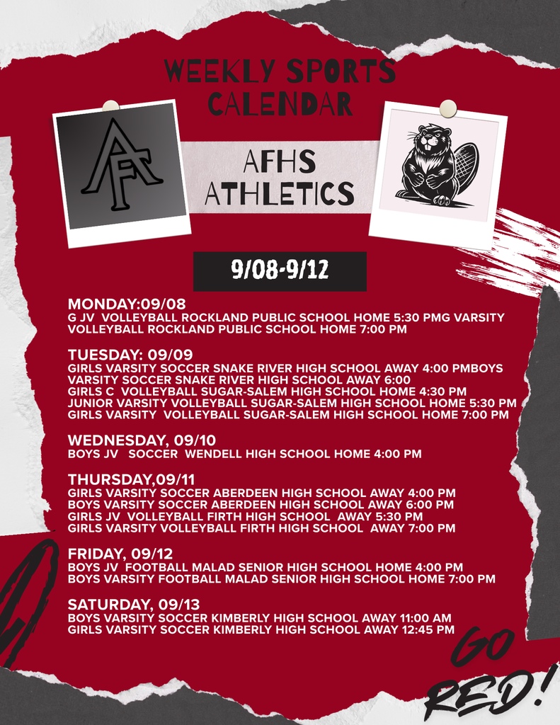 Weekly schedule 9/8-9/12