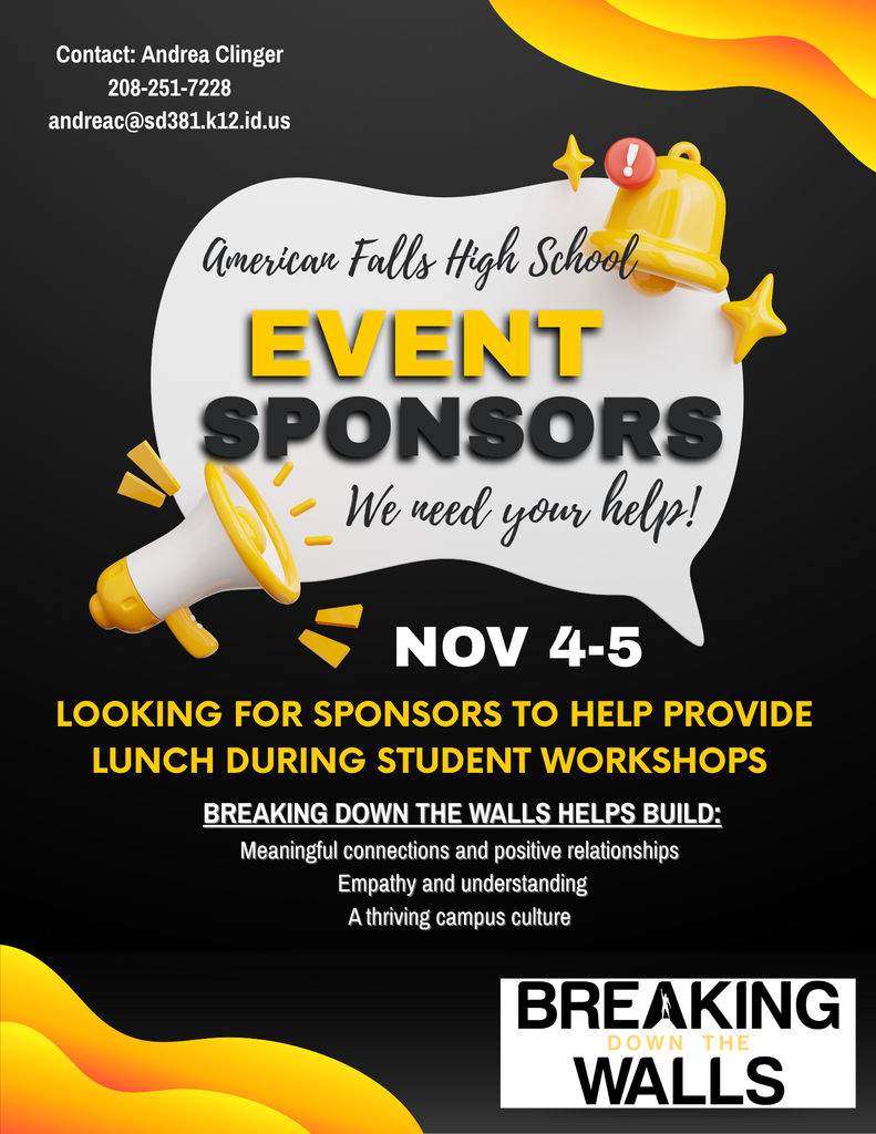 Flyer asking for event sponsors to help provide lunch during breaking down the walls