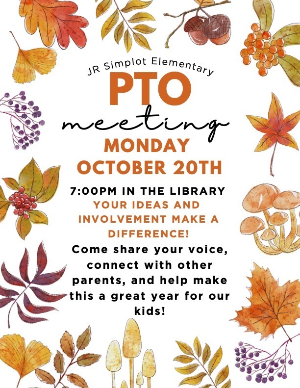 PTO MEETING OCTOBER 20TH EVERYONE IS WELCOME!