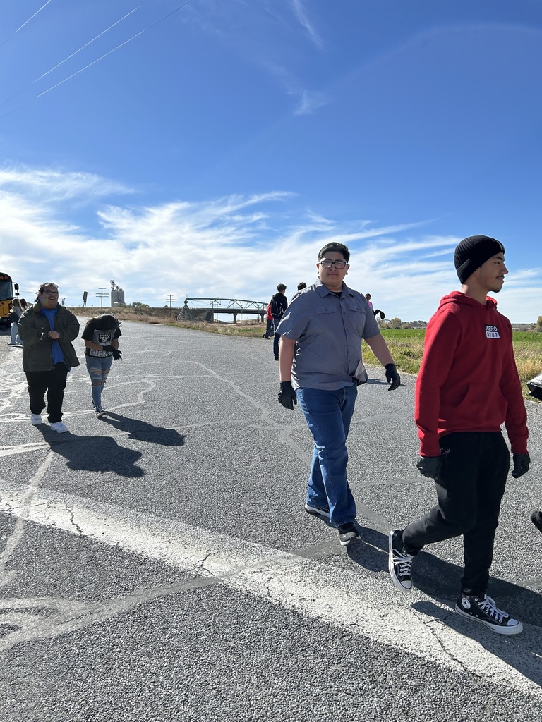 Students picking up trash