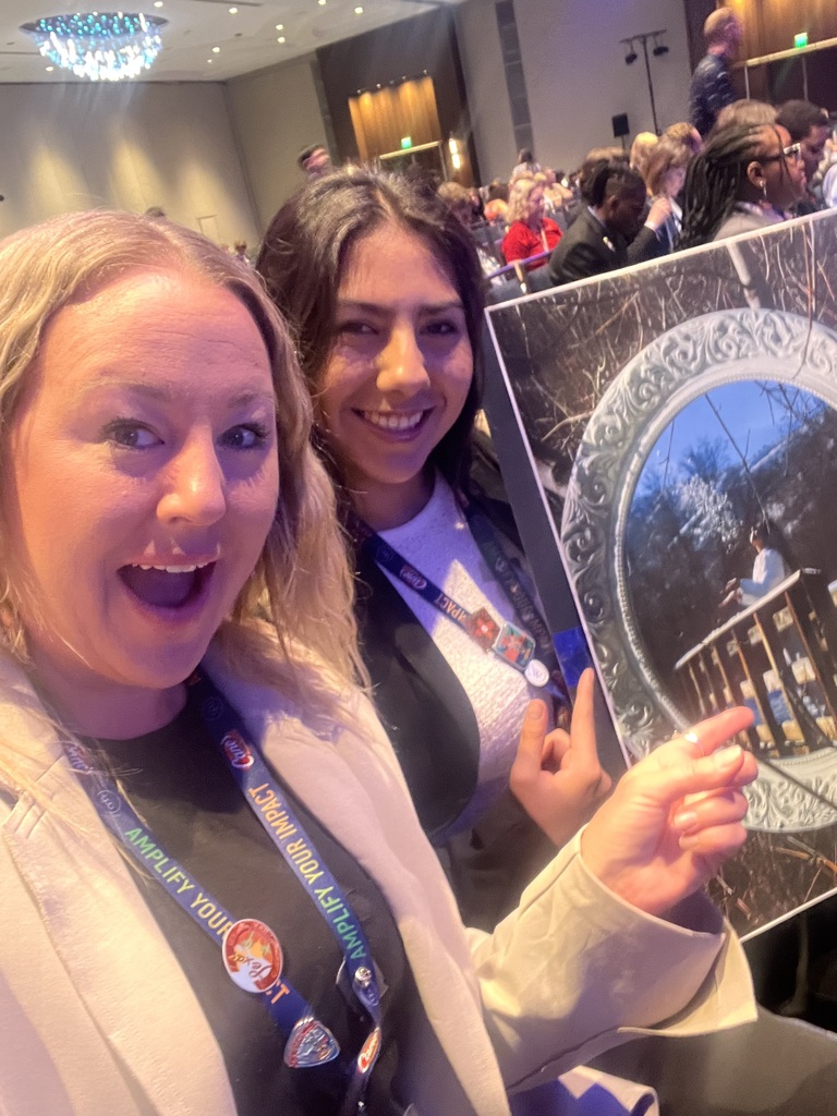 Valerie Rios Sanchez showing off her amazing photograph at the National Showcase