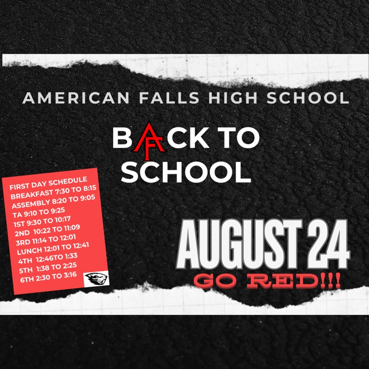 AFHS back to school post first day schedule