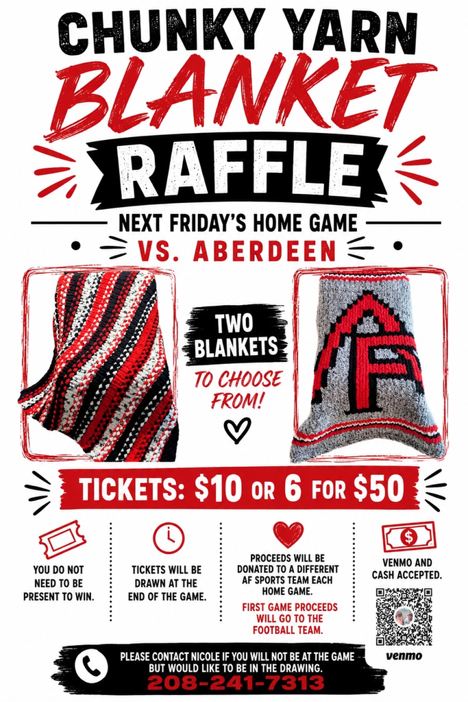 raffle for blanket with QR code to purchase ticket