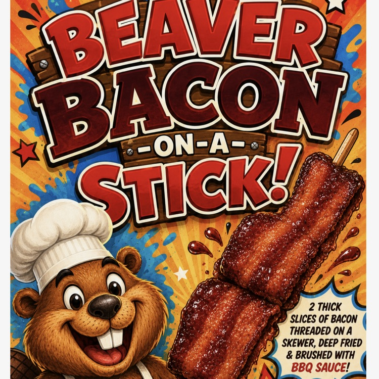 beaver bacon on a stick