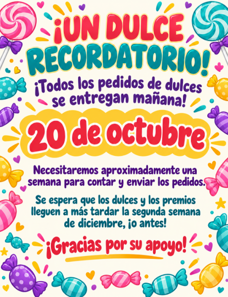 Candy orders due Spanish