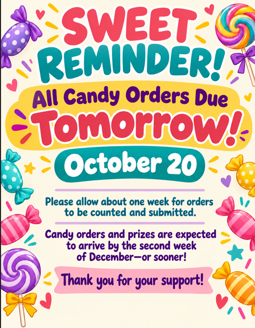 Candy orders due English
