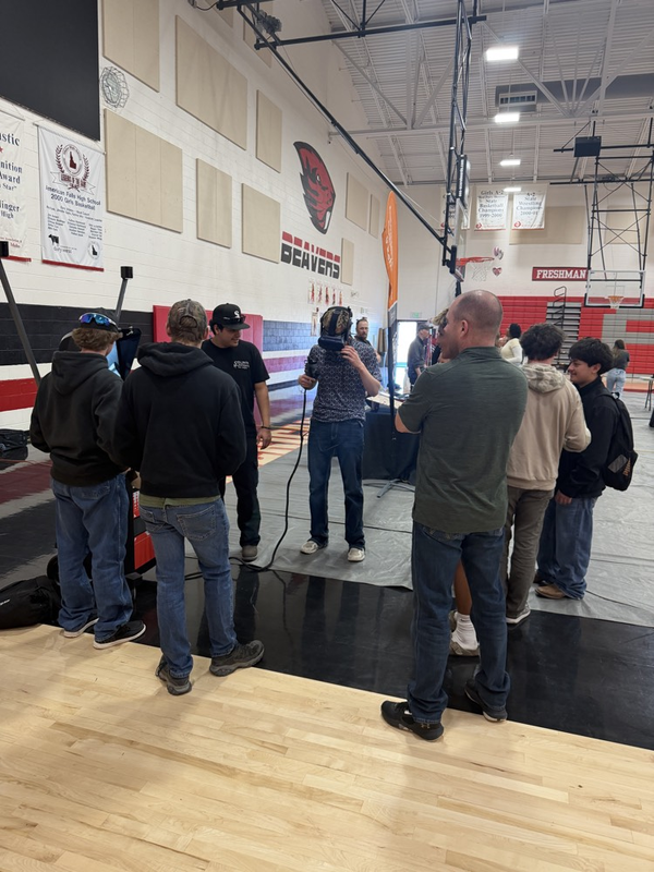 students using a virtual paint booth from ISU’s auto body collision program