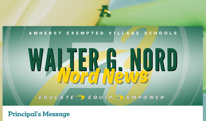 Walter G. Nord News - Principal's Message Graphic