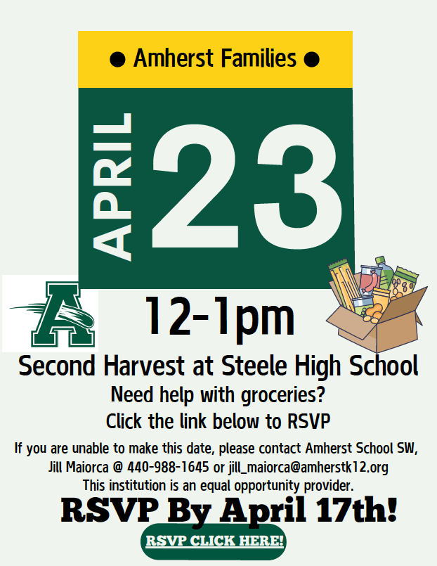Second Harvest Food Distribution April 23 from 12-1pm