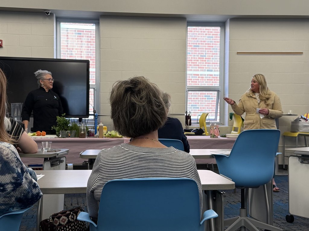 Wellness Coordinator Kelly Simenson introducing Yolanda Ramos for the "Heal Your Body with Food" class for Amherst staff. 