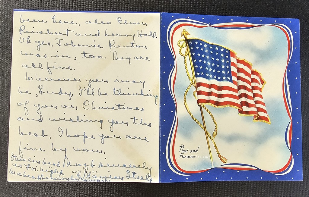 Actual letter Miss Steele wrote to Mrs. Wohlever's relative during WWII: 