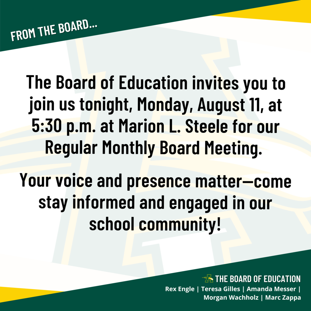 Message from the Board - Board Meeting tonight at 5;30 PM
