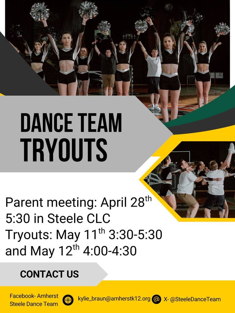 Dance Team Parent Meeting and Tryout Info - Parent meeting (April 28) Tryouts (May 11 & 12) 