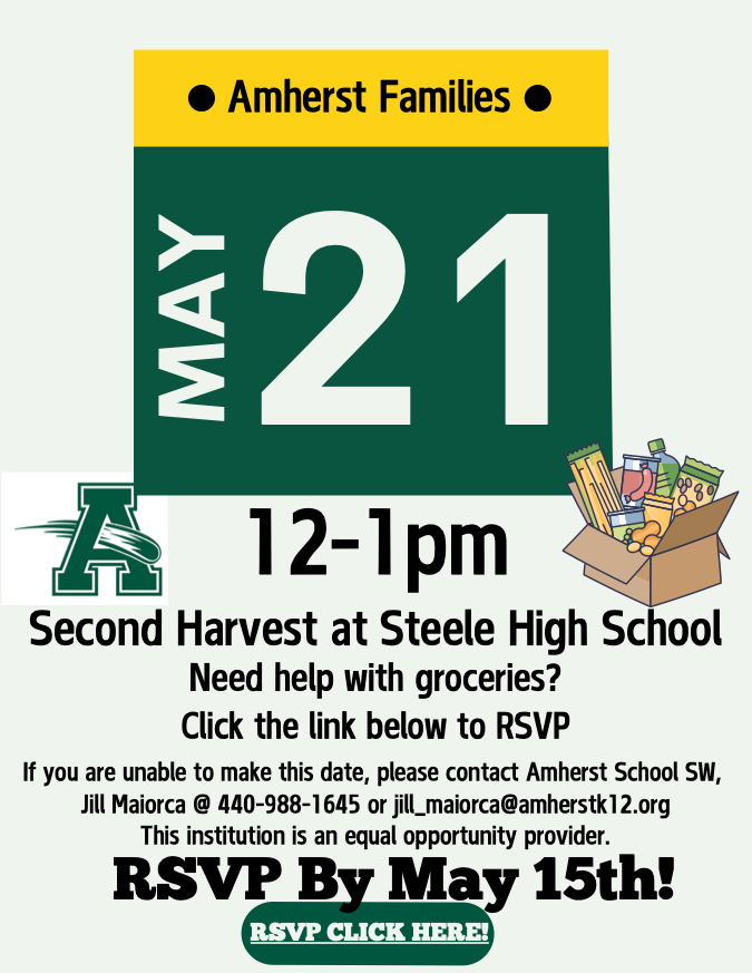 May Second Harvest Food Distribution - May 21 from 12-1p link in post to register
