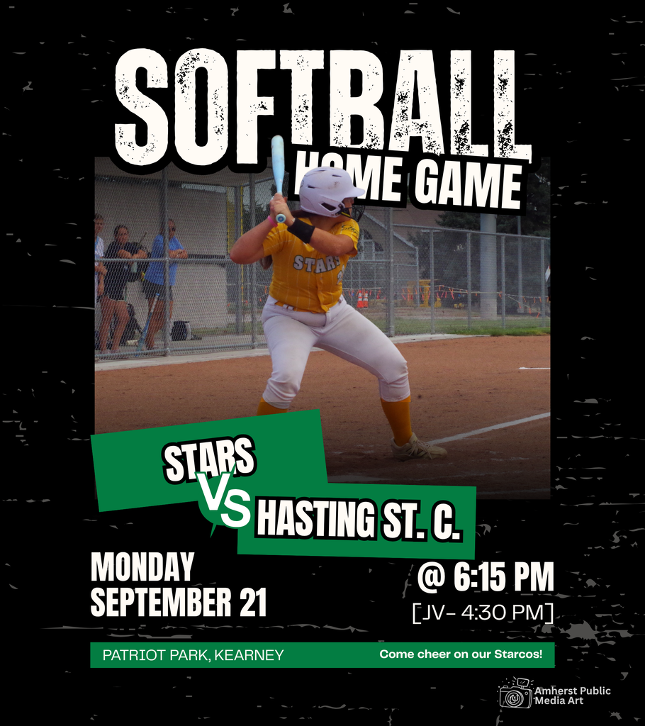 A black, white, and green poster feature a Stars Softball player, as well information about a 9-22-26 game.