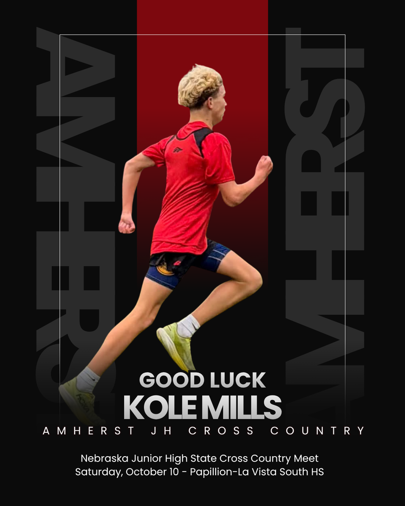 A runner on a black and red background with state comp info.