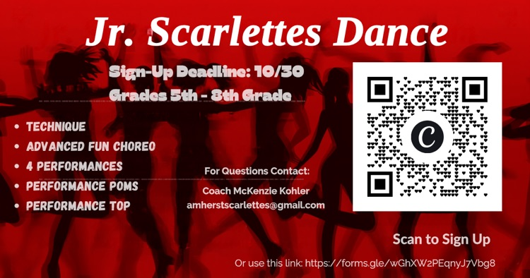 sign up graphic for jr. Scarlettes dance 