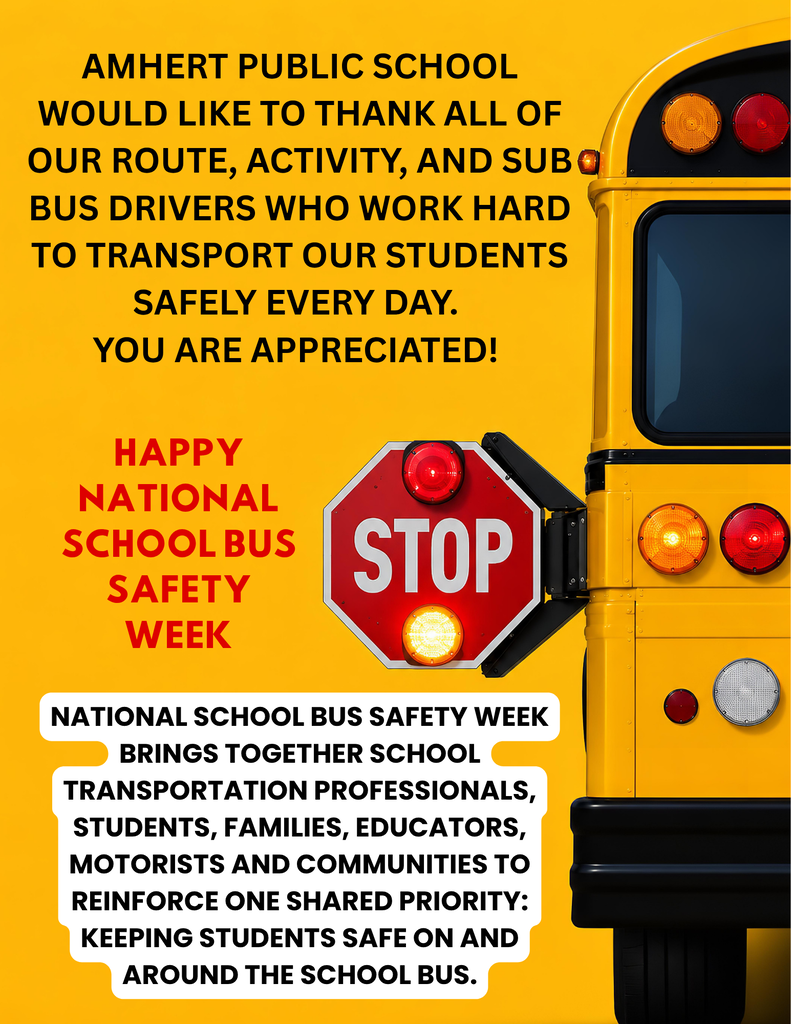Decorative Bus poster recognizing National School Bus Safety Week and thanking our bus drivers