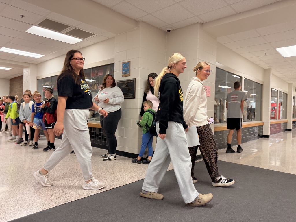 Softball players during walk-through at Amherst School