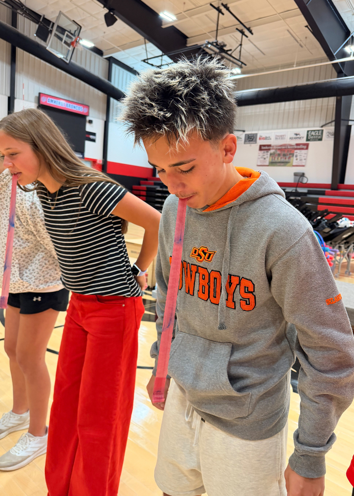 Students play a game at a pep rally