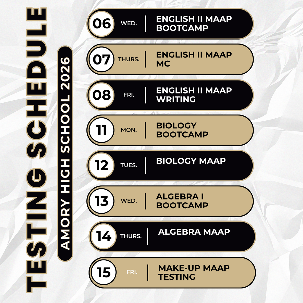 Here is our State Testing Schedule!