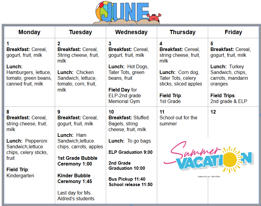 June 2026 Food Menu