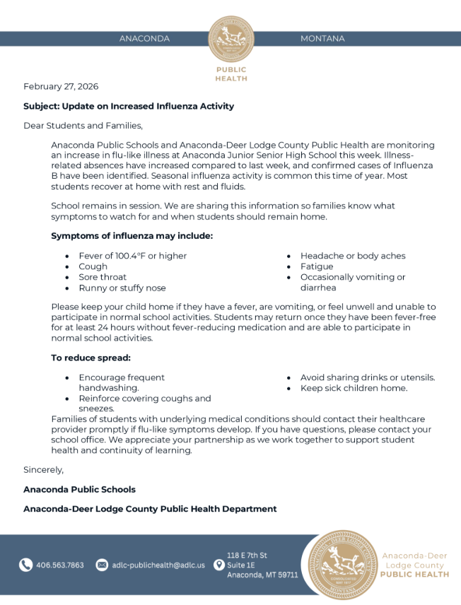 Parent letter on influenza