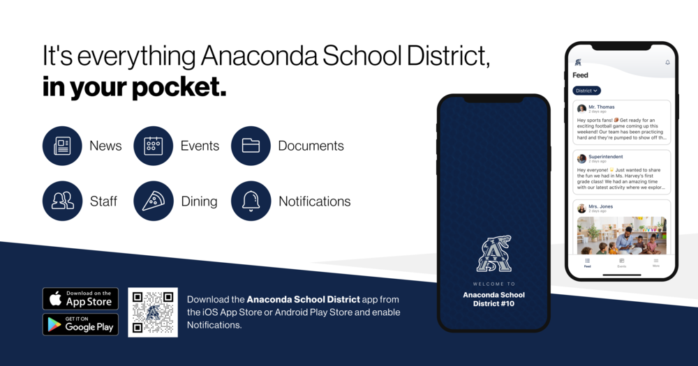 It's everything Anaconda School District in your pocket. Anaconda App visual
