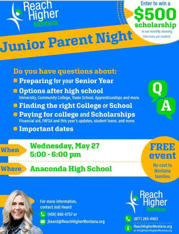 May 27, 2026, 5 p.m., Junior Parent Night