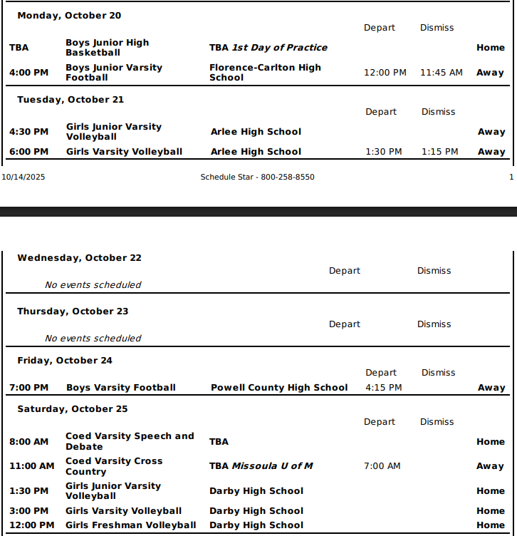 Week of October 20 events