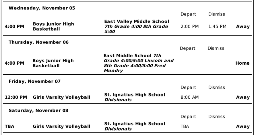AJHS Week at a Glance