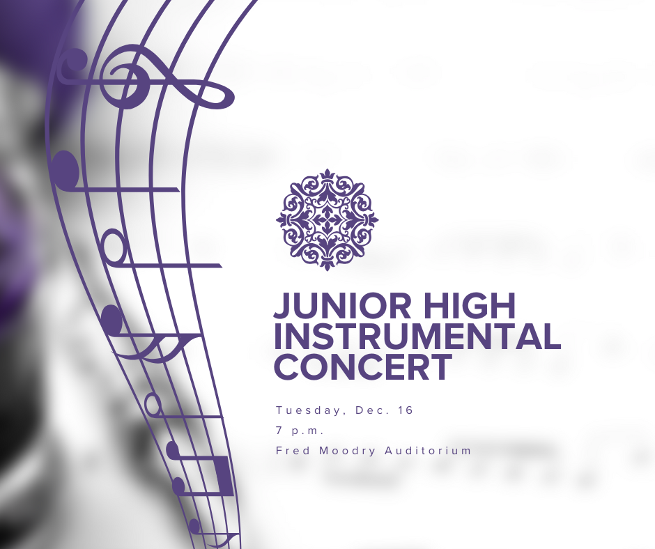 Junior high instrument concert Dec. 16, 7 p.m.