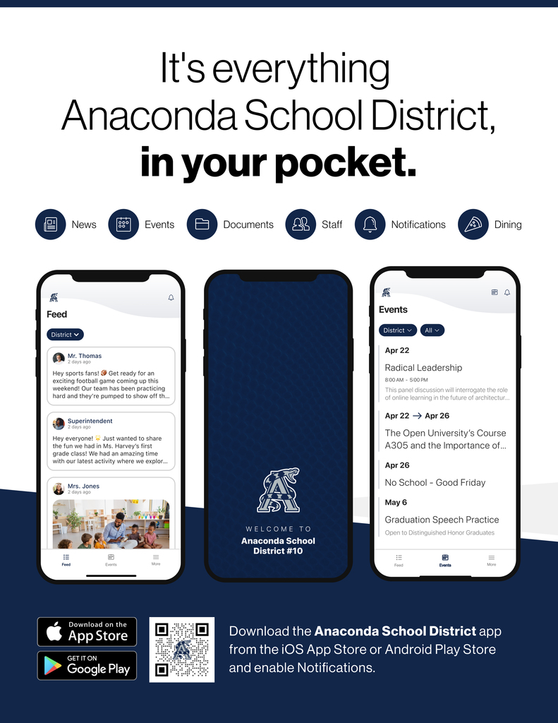 Anaconda App Flyer- It's everything Anaconda School District in your pocket.