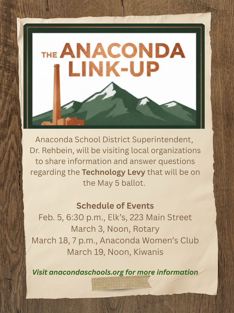 Anaconda Link-Up: Technology Levy discussion schedule