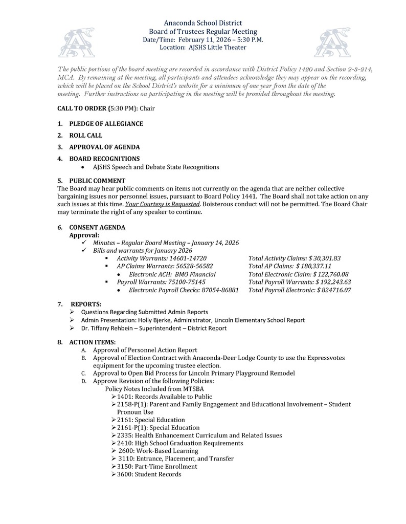 February 11, 2026 - Regular Board Meeting Agenda (2)