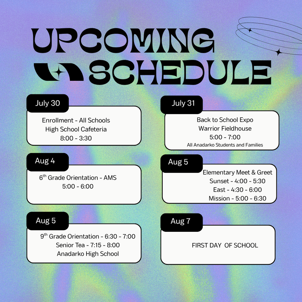 Upcoming Schedule