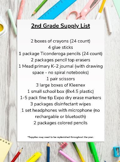 2nd grade Supply List