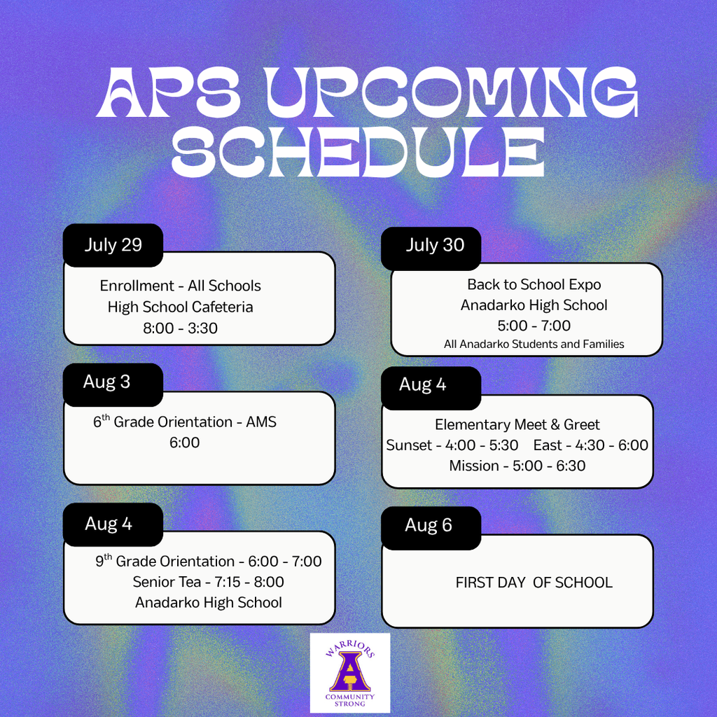 Upcoming Schedule