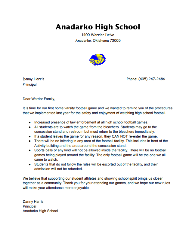 Football Game Attendance Guidelines