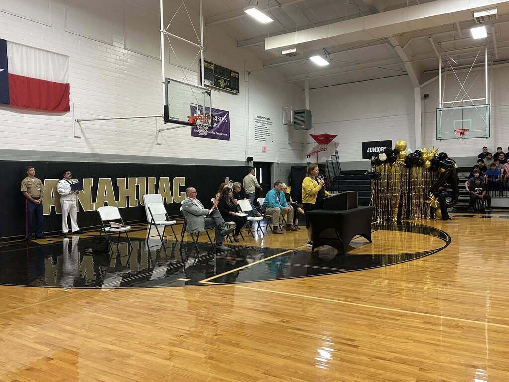 Mrs. Green speaking at 2026 commitment assembly.
