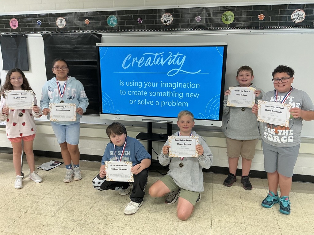 Elementary Students with their awards.