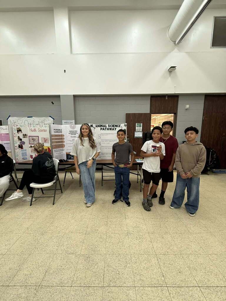 Anahuac Middle School Students participate in the  high school CTE pathways exhibit